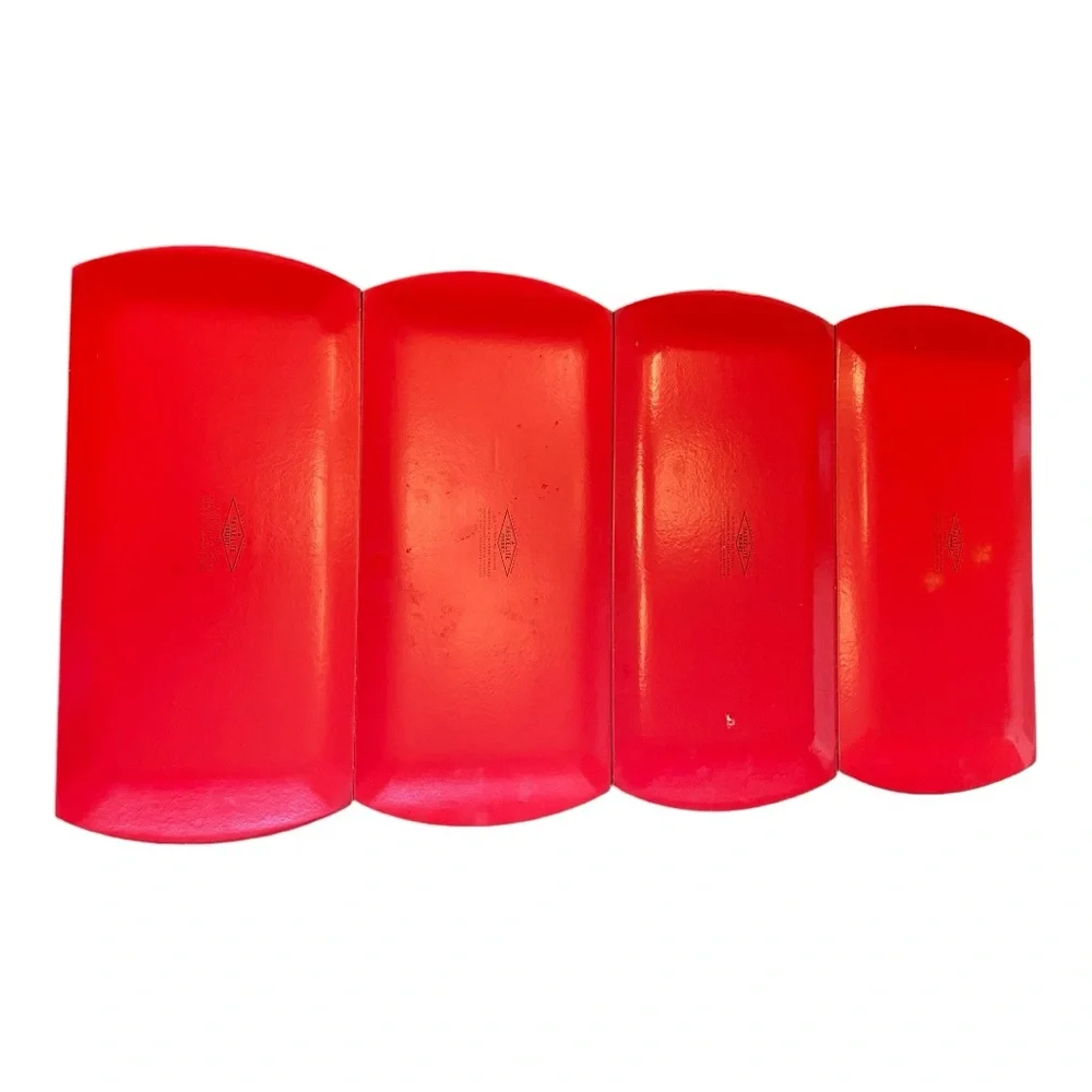 Vintage Hasko Deluxe Lap Trays Red Asian Pagoda Scene MCM Set of 4